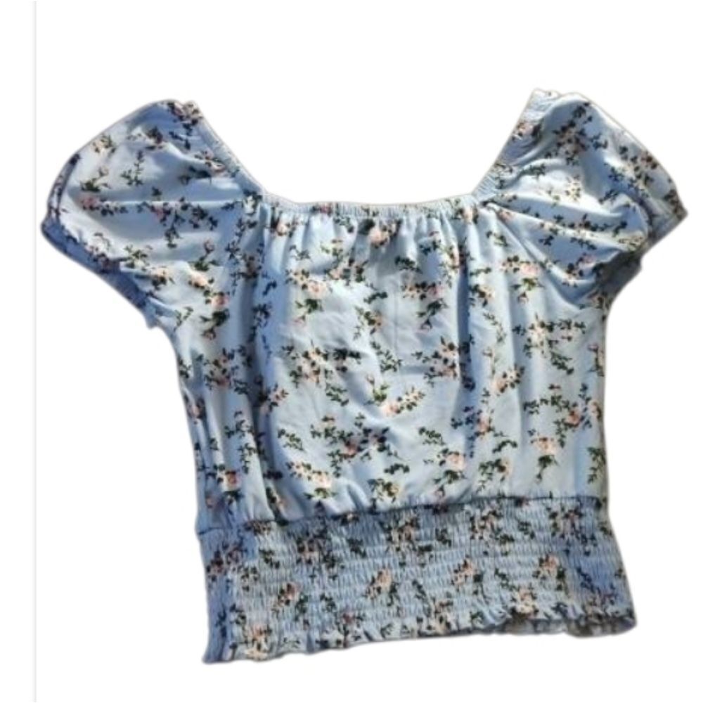 Rue 21 Blue Floral Off Tye Shoulder (345)Top Nwt - Picture 4 of 4